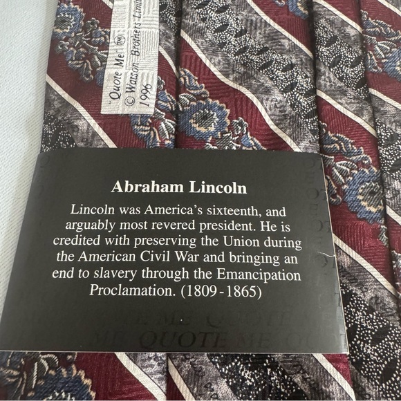 NWT Abraham Lincoln Quote Me Men’s Novelty Tie - Picture 7 of 9